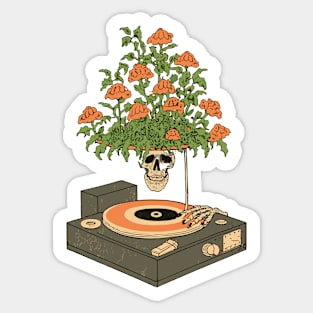 Floral Record Player Sticker